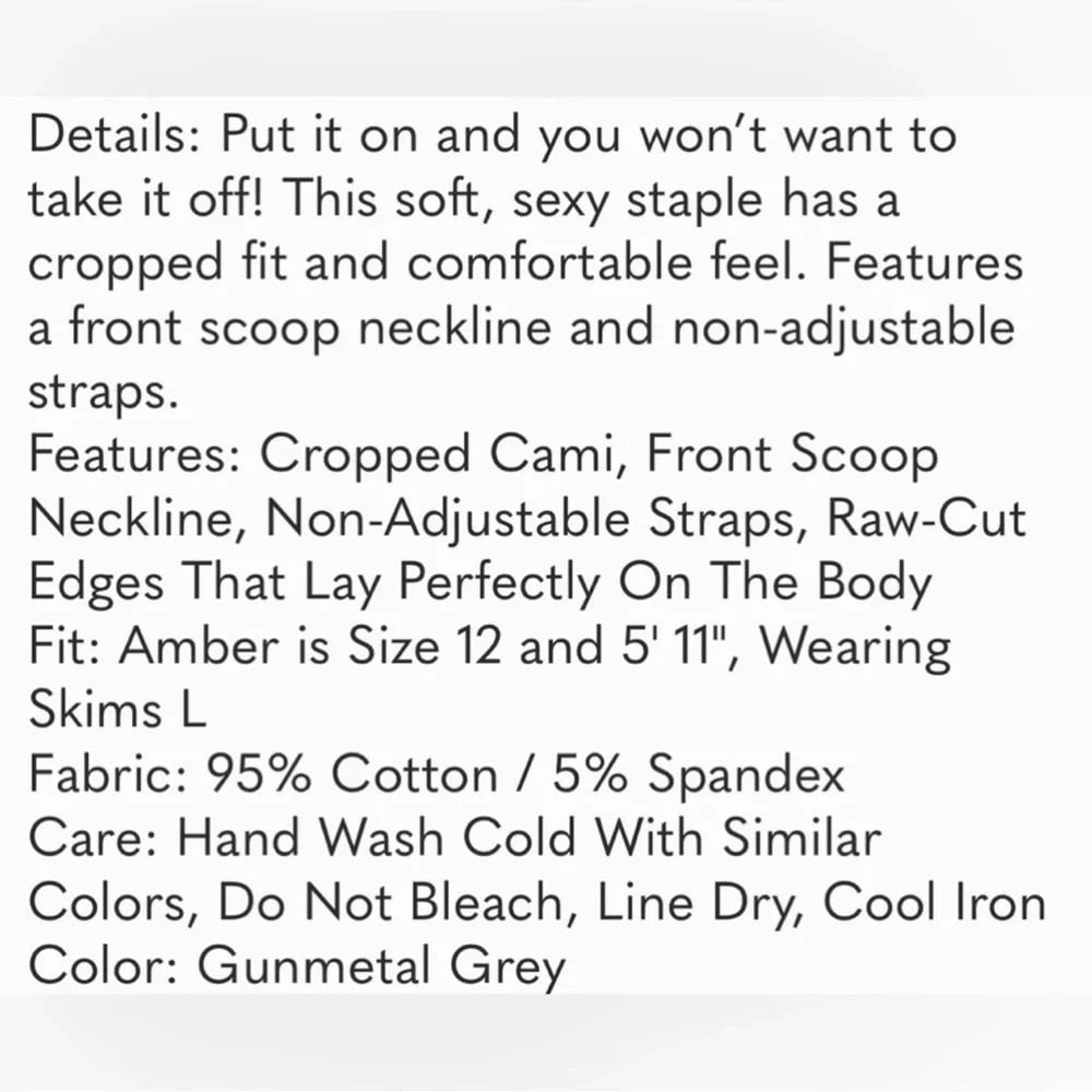 NWT (G1) RARE SKIMS RAW EDGE CAMI TANK TOP IN GUNMETAL - Picture 6 of 6